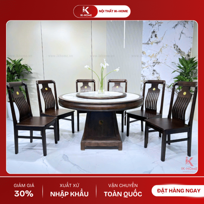 BỘ BÀN ĂN GỖ TRÒN CAO CẤP – 8886
