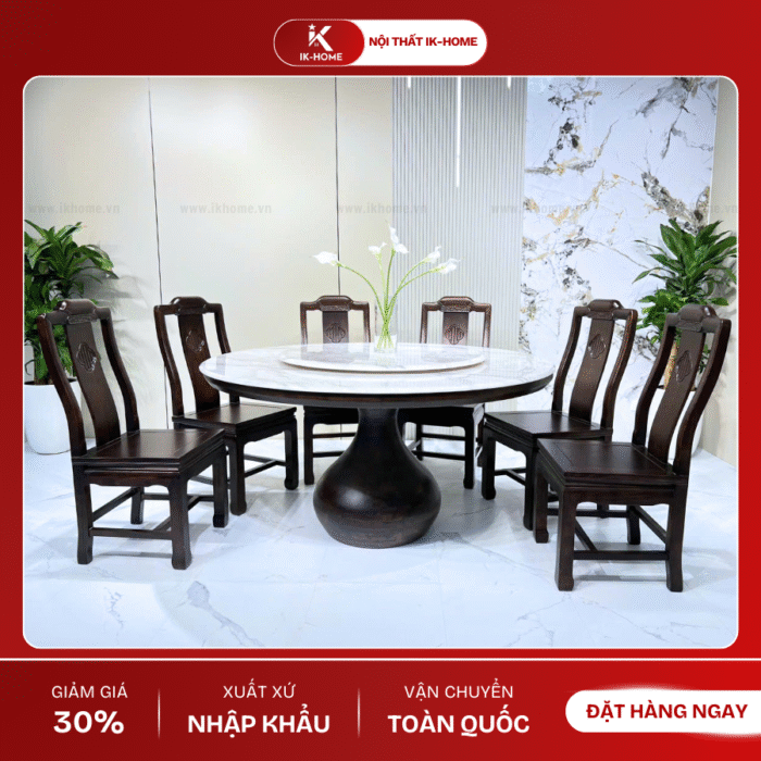 BỘ BÀN ĂN GỖ TRÒN CAO CẤP – 8885