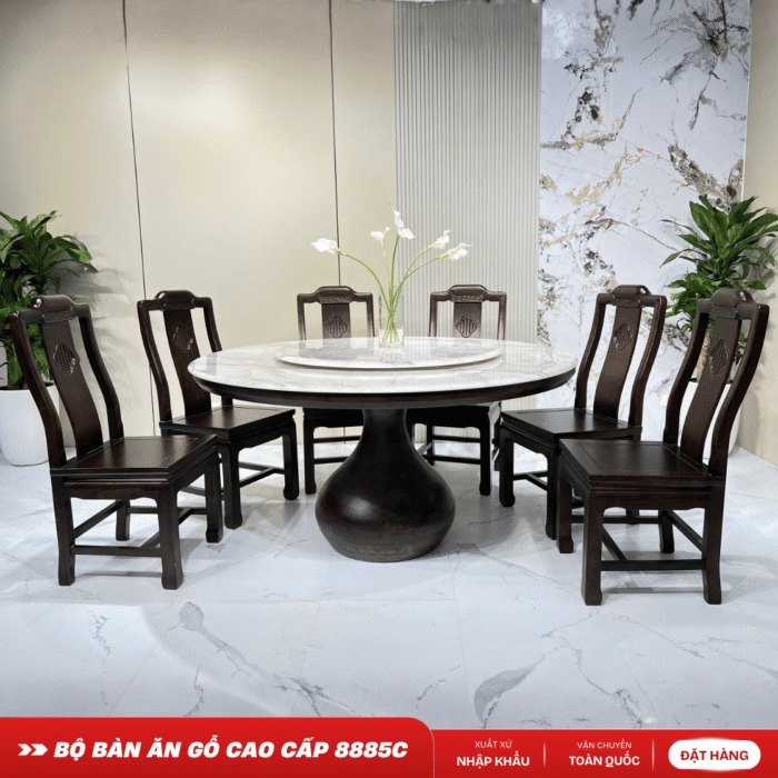 BỘ BÀN ĂN GỖ TRÒN CAO CẤP – 8885