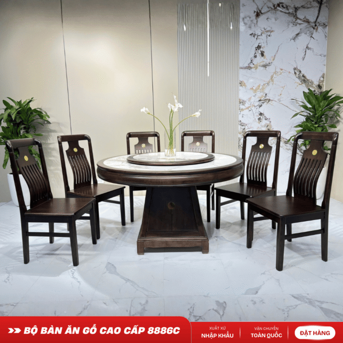 BỘ BÀN ĂN GỖ TRÒN CAO CẤP – 8886